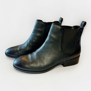 Cole Haan Boots Womens 8.5 Black Leather Ankle Booties Low Block Heel